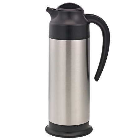 SERVICE IDEAS SteelVac Carafe, 1 L, NSF, Brushed Stainless/Black Base SSN100